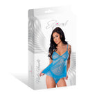 Magic Silk Flirty Hearts Flutter Babydoll & High Leg Tanga Set Blue Sugar S/M