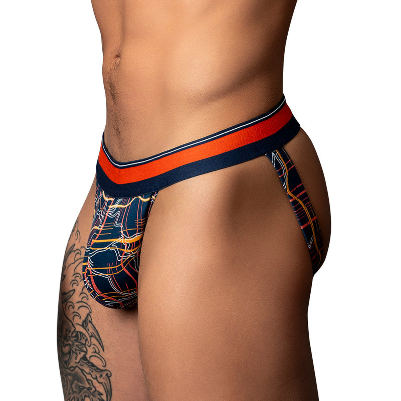 Male Power Soo Cumfy Jock Navy/Orange S/M