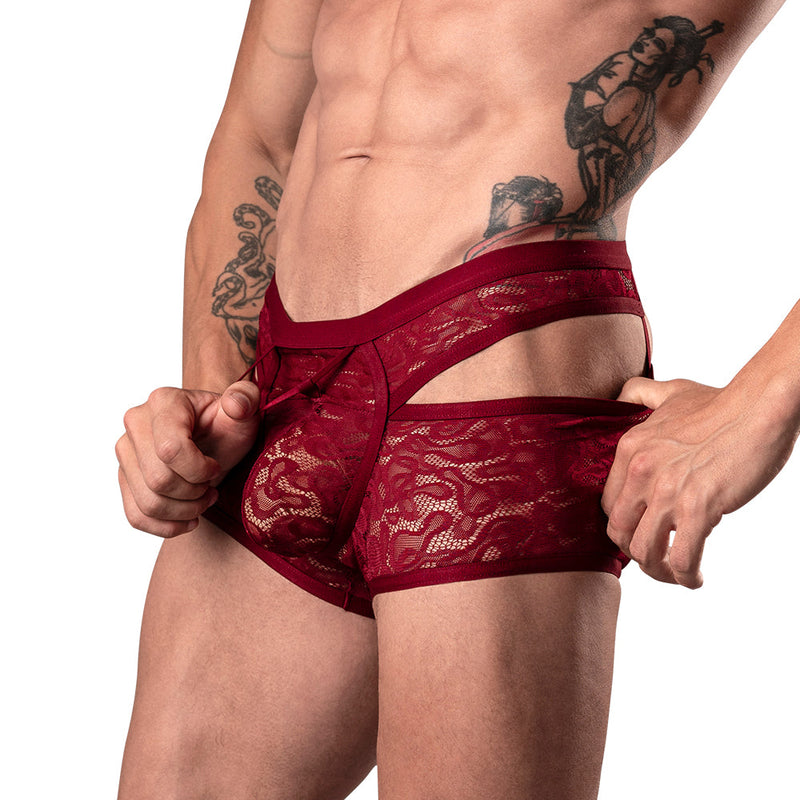 Male Power Lucifer Cutout Short Burgundy L