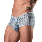 Male Power Marble Mesh Micro Mini Short Silver Blue S