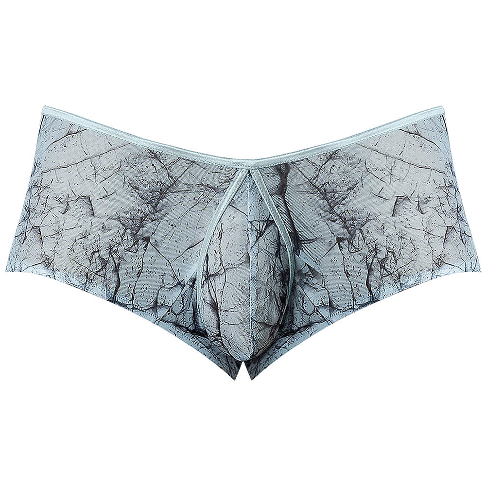 Male Power Marble Mesh Micro Mini Short Silver Blue S
