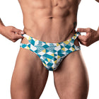 Male Power Cut It Out! Cutout Thong Blue/White L/XL