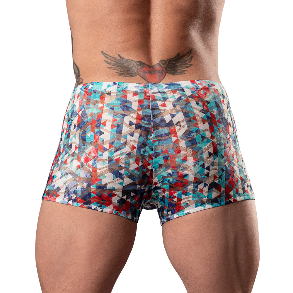 Male Power Your Lace Or Mine Pouch Short Geometric M