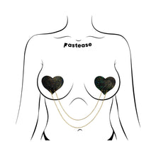 Pastease Chains: Black Shattered Disco Ball Heart with Gold Chains Pasties