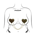 Pastease Chains: Black Shattered Disco Ball Heart with Gold Chains Pasties