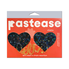 Pastease Chains: Black Shattered Disco Ball Heart with Gold Chains Pasties