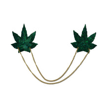 Pastease Chains: Shattered Glass Disco Ball Green Weed with Gold Chain Pasties