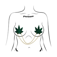 Pastease Chains: Shattered Glass Disco Ball Green Weed with Gold Chain Pasties