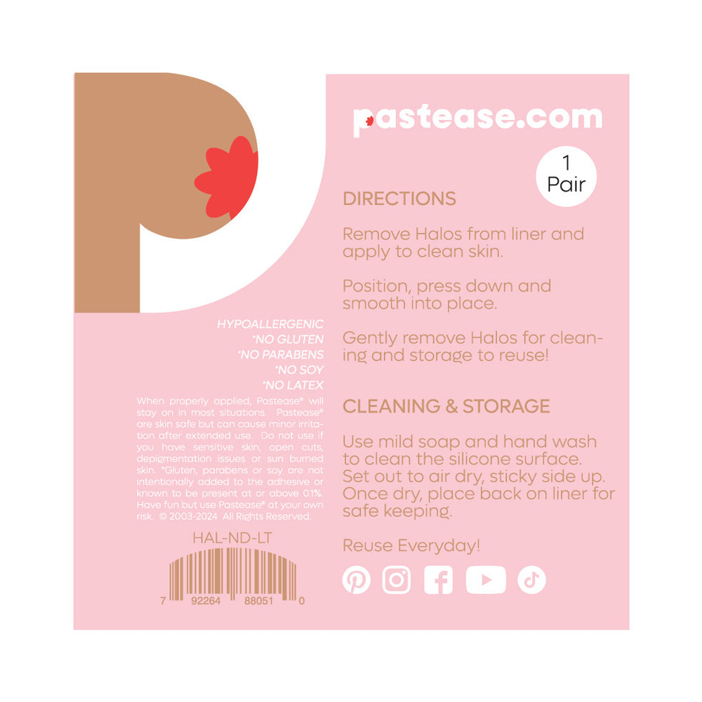 Pastease Halos Reusable Sticky Adhesive Silicone Nipple Cover Light Large D+ Cup