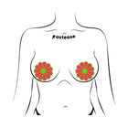 Pastease Daisy: Neon Green & Glow-in-the-Dark Neon Pink Petal Pasties Nipple Covers
