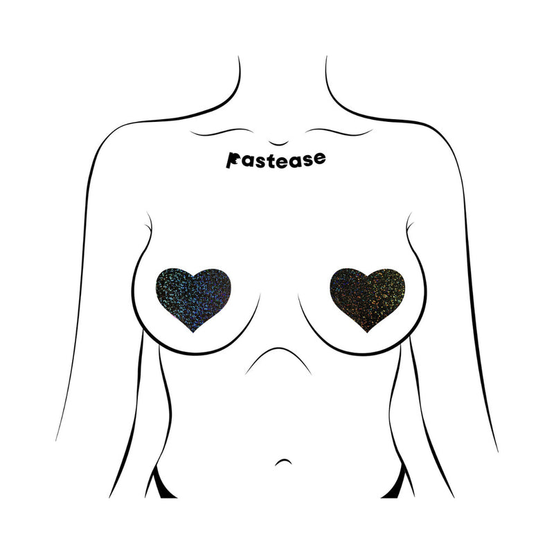 Pastease Love: Black Glitter Hearts Pasties