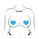 Pastease Love: Glow-in-the-Dark Neon Turquoise Heart Pasties Nipple Covers