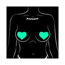 Pastease Love: Glow-in-the-Dark Neon Turquoise Heart Pasties Nipple Covers