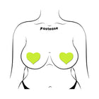 Pastease Love: Glow-in-the-Dark Neon Yellow Heart Pasties Nipple Covers