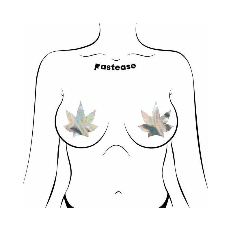 Pastease Indica Pot Leaf: Silver Holographic Weed Pasties