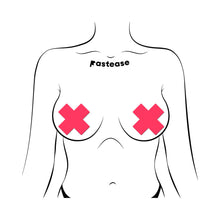 Pastease Plus X: Glow-in-the-Dark Neon Pink Cross Pasties Nipple Covers