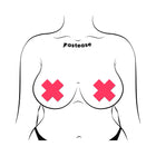 Pastease Plus X: Glow-in-the-Dark Neon Pink Cross Pasties Nipple Covers