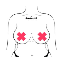 Pastease Plus X: Glow-in-the-Dark Neon Pink Cross Pasties Nipple Covers