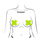 Pastease Plus X: Glow-in-the-Dark Neon Yellow Cross Pasties Nipple Covers