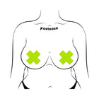 Pastease Plus X: Glow-in-the-Dark Neon Yellow Cross Pasties Nipple Covers