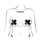 Pastease Plus X: Faux Latex Pleather Vinyl Black Cross Pasties