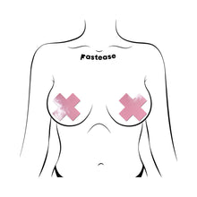 Pastease Plus X: Faux Latex Pleather Vinyl Baby Pink Cross Pasties