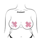 Pastease Plus X: Faux Latex Pleather Vinyl Baby Pink Cross Pasties