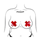 Pastease Plus X: Faux Latex Pleather Vinyl Red Cross Pasties