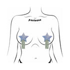 Pastease Star: Tassel Pasties: Silver Glitter Star with Fringe Pasties