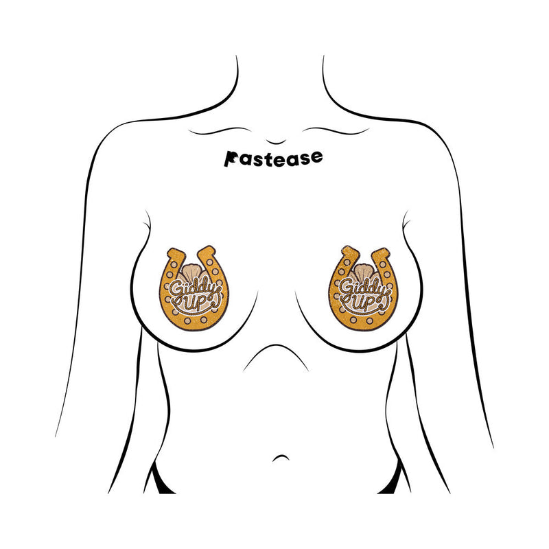 Pastease Giddy Up Sparkling Horseshoe Golden Nipple Covers
