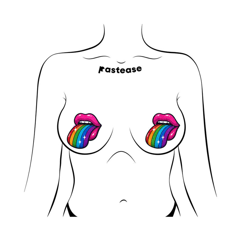 Pastease Taste the Rainbow Sparkling Tongue Out Breast Covers