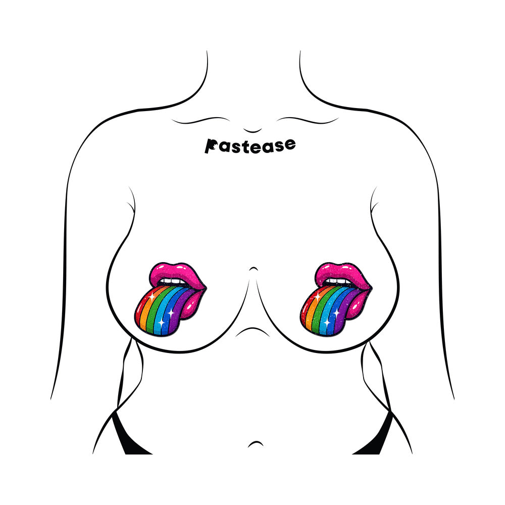 Pastease Taste the Rainbow Sparkling Tongue Out Breast Covers