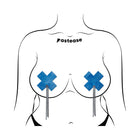 Pastease Tassel Pasties: Denim Plus X with Long Rhinestone Tassel