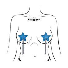 Pastease Tassel Pasties: Denim Star Pastease with Long Rhinestone Tassel