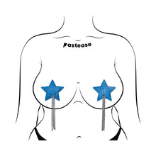 Pastease Tassel Pasties: Denim Star Pastease with Long Rhinestone Tassel