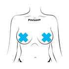 Pastease Plus X: Glow-in-the-Dark Neon Turquoise Cross Pasties Nipple Covers