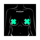 Pastease Plus X: Glow-in-the-Dark Neon Turquoise Cross Pasties Nipple Covers