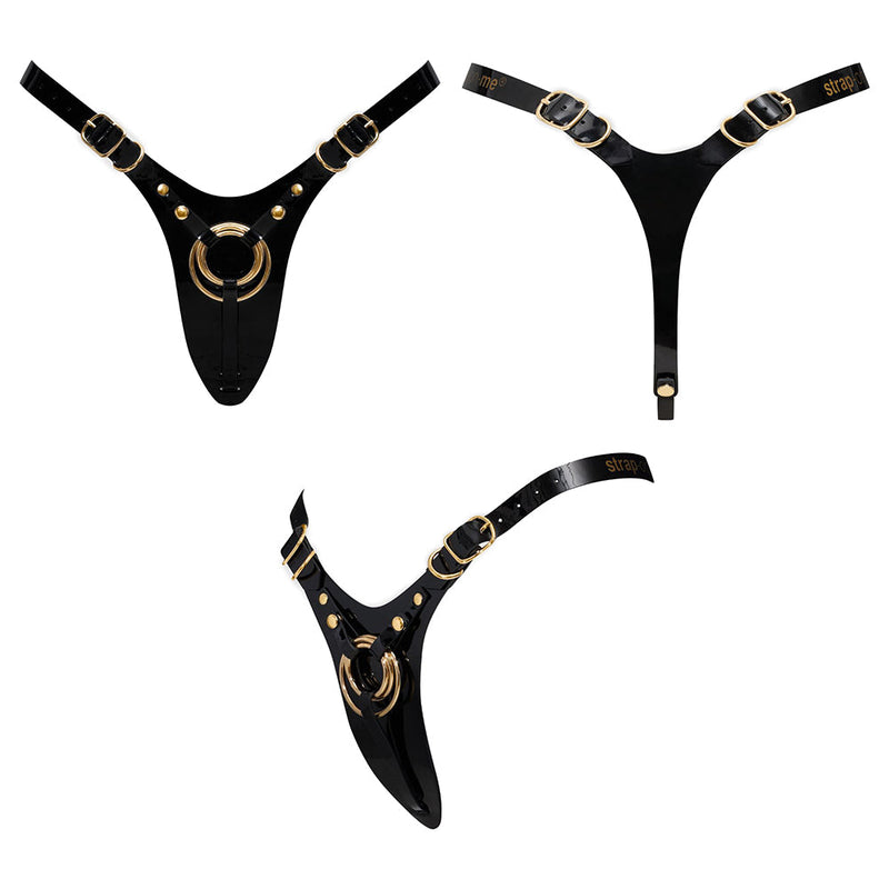 Strap-On-Me Leatherette Harness Fabulous One Size Black Glossy