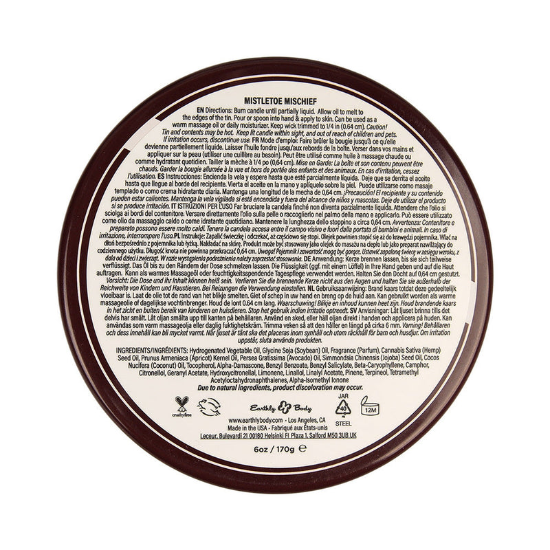 Earthly Body Hemp Seed 3-in-1 Massage Candle Mistletoe Mischief 6 oz.