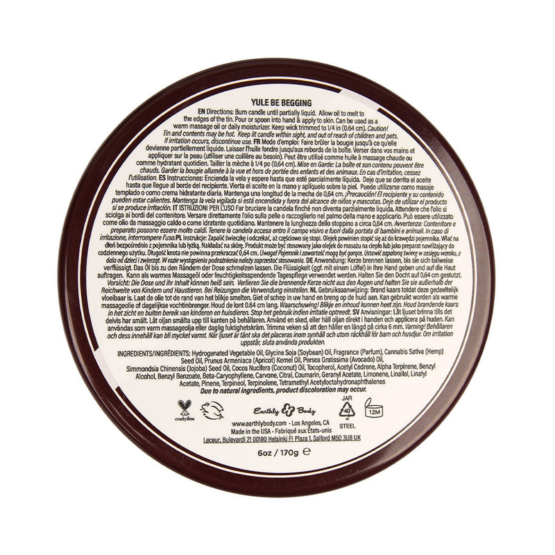Earthly Body Hemp Seed 3-in-1 Massage Candle Yule Be Begging 6 oz.
