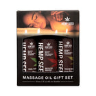 Earthly Body Hemp Seed Holiday Massage Oil Trio Gift Set: Mistletoe Mischief, Tinsel Tease, Yule Be Begging