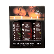 Earthly Body Hemp Seed Holiday Massage Oil Trio Gift Set: Mistletoe Mischief, Tinsel Tease, Yule Be Begging