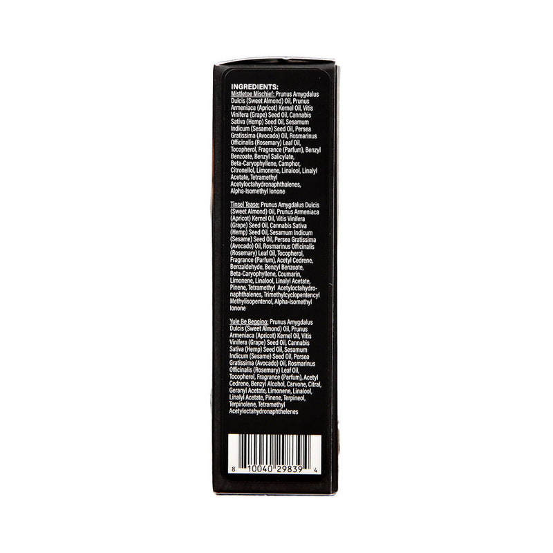 Earthly Body Hemp Seed Holiday Massage Oil Trio Gift Set: Mistletoe Mischief, Tinsel Tease, Yule Be Begging