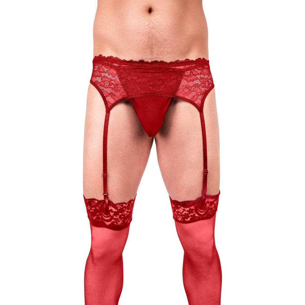 Prowler Lace Garter Set Red M