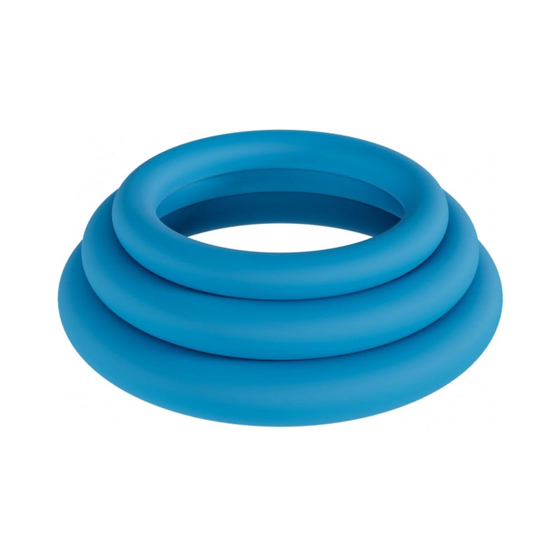 LEVELZ Classic Silicone Cock Ring Set of 3 (L/XL/XXL) Teal