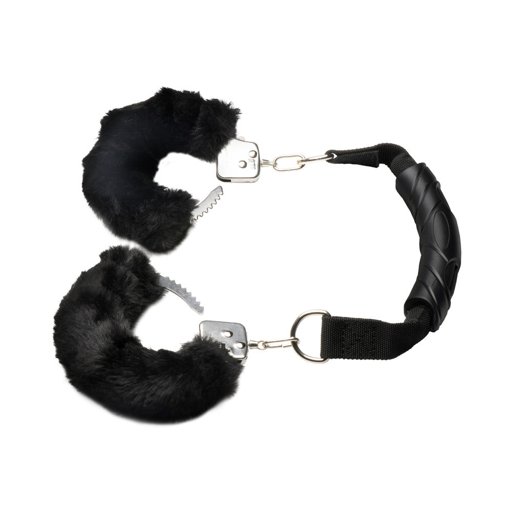 Master Series Furry Handcuffs with Handle