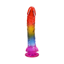 Crystal Jellies 9.5 in. Realistic Cock with Balls Rainbow