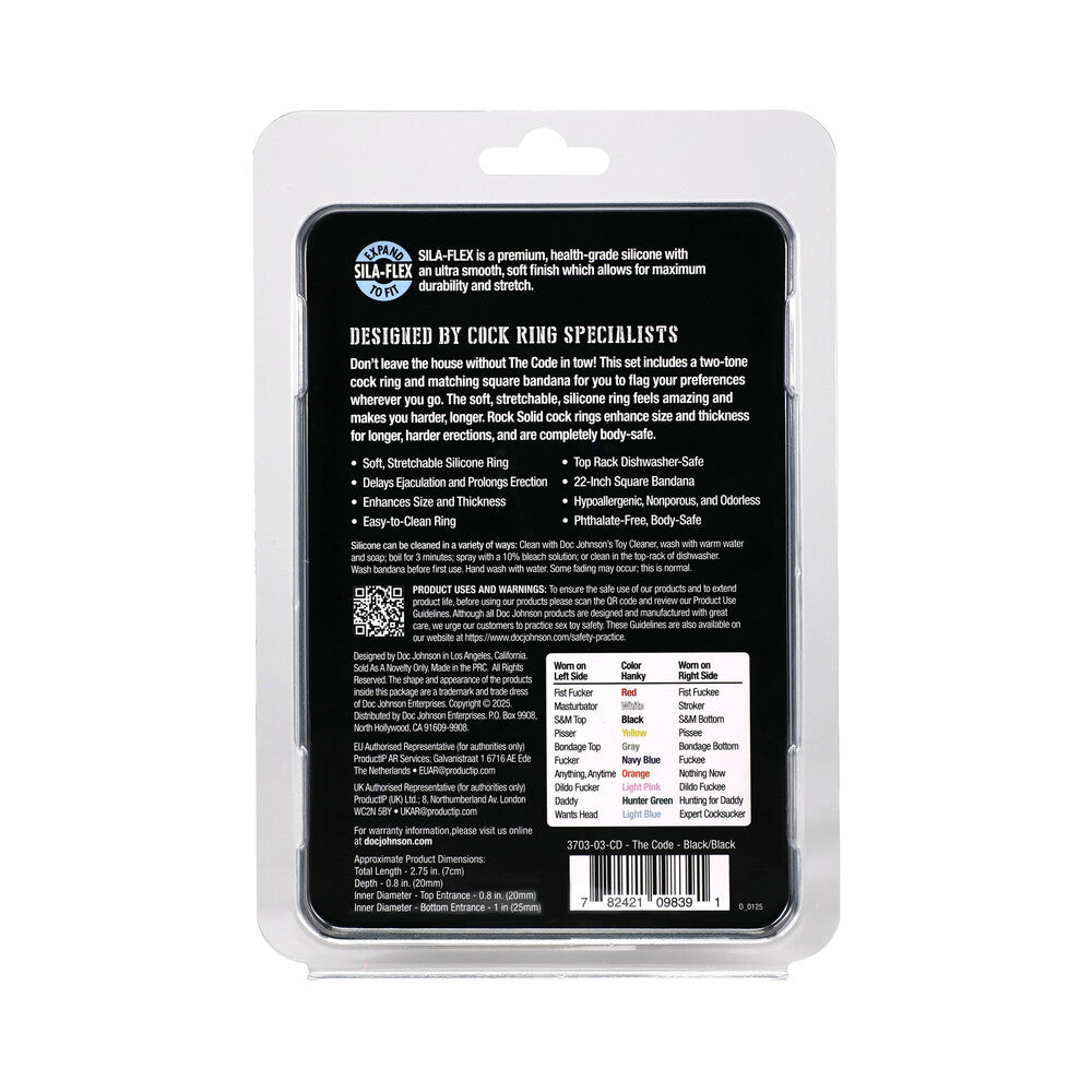 Rock Solid The Code Silicone C-Ring with Bandana Black