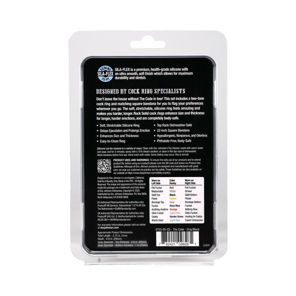 Rock Solid The Code Silicone C-Ring with Bandana Gray/Black