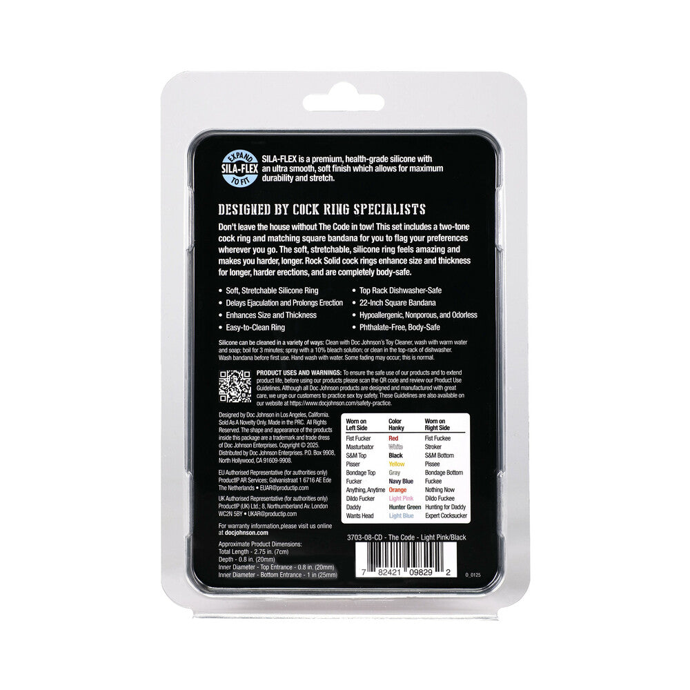 Rock Solid The Code Silicone C-Ring with Bandana Light Pink/Black